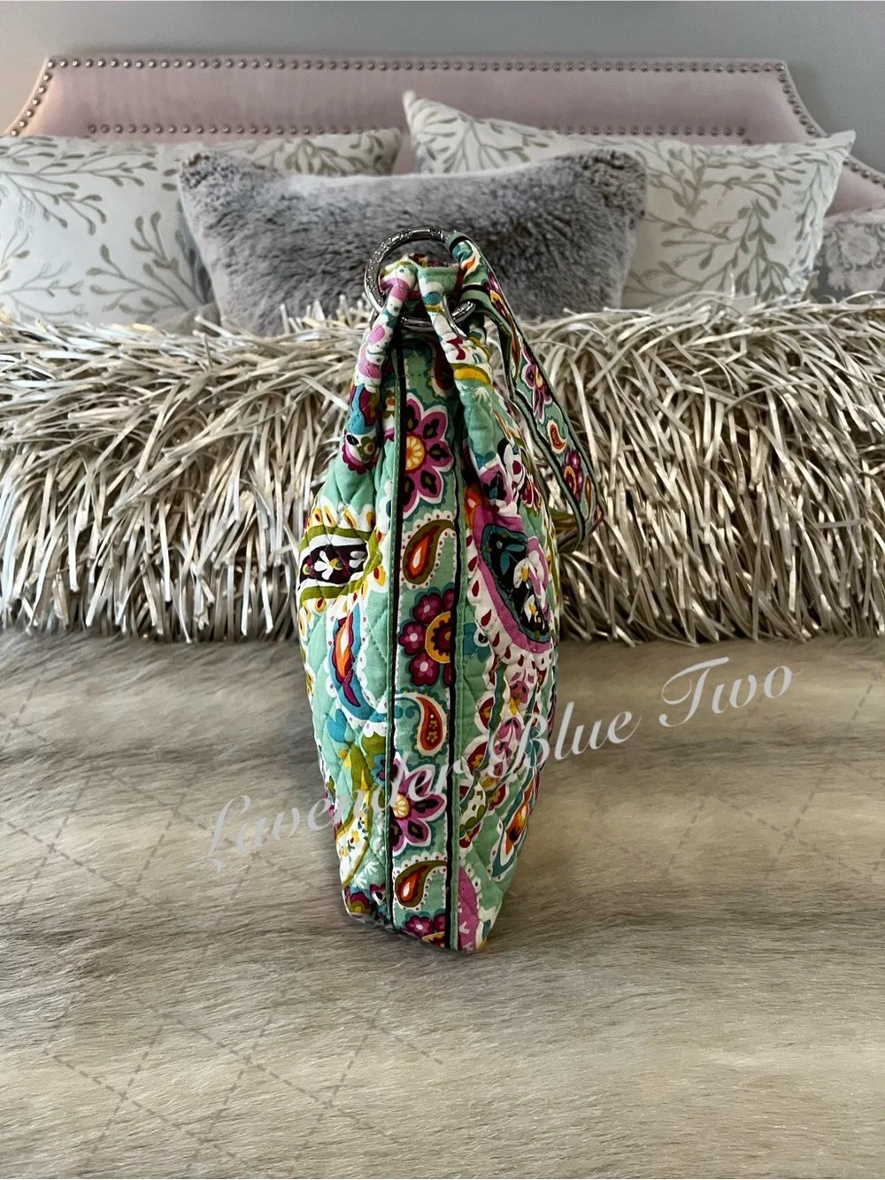 VERA BRADLEY Tutti Frutti 2013 Holiday Tote Green Pink Paisley Snap Satchel Y2K